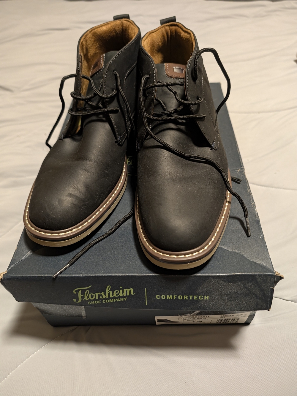 Florsheim Black Chukka Boots with Brown Trim